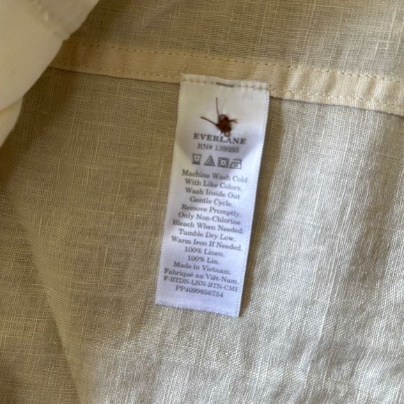 Everlane Button Down Linen Cami Cropped Beige Size 8 - Picture 6 of 7